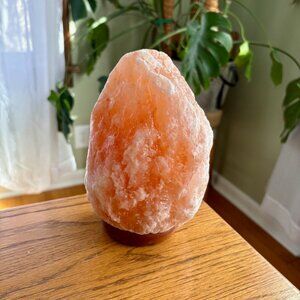 Pink Himalayan Salt Lamp, 7 inch with dimmer cord, wood base